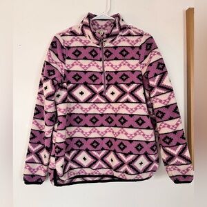 Chic Pink Patterned Women's Sherpa Sweater